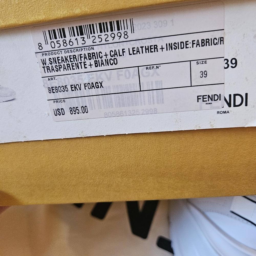 Fendi Flow Cream nylon and suede low-tops - Size 39 - Picture 9 of 10